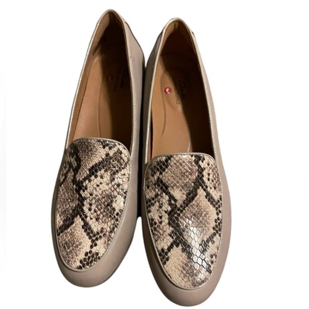 Clarks Unstructured Un Blush Ease Loafers Stone Combi Size 9